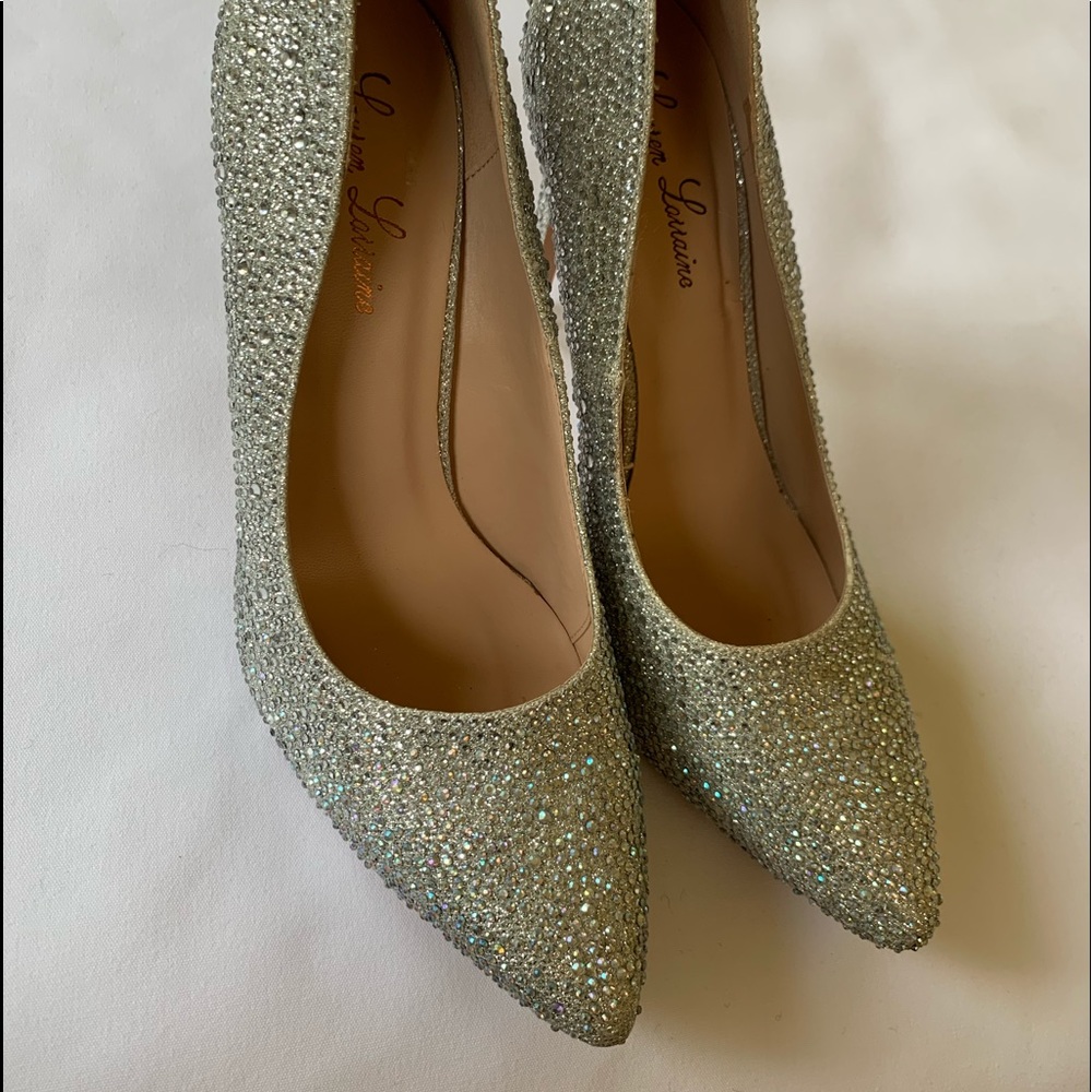 Silver tone beaded Evening Shoes